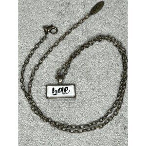 Plunder Jewelry Bae Necklace Antique Brass Tone Pendant New in Box